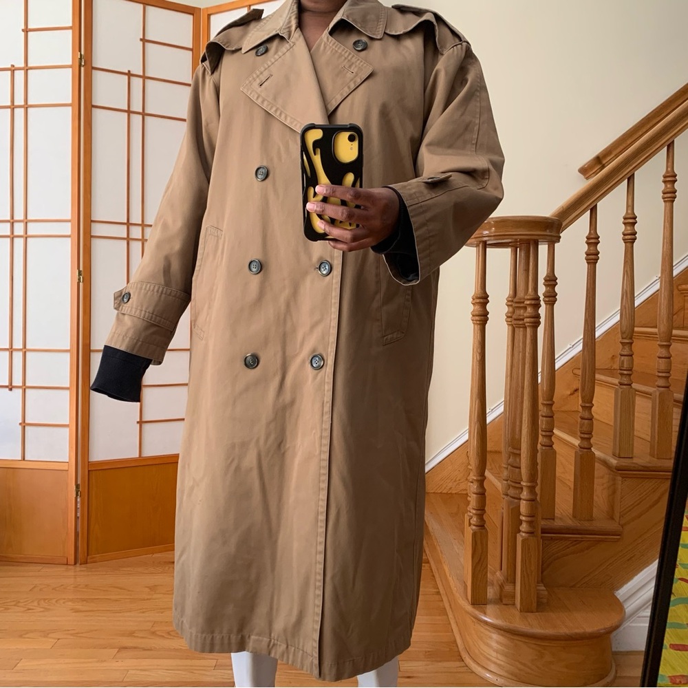 Vintage Men's Brown Double-Breasted Trench Coat